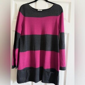 Caslon Gray and Plum Knit Sweater